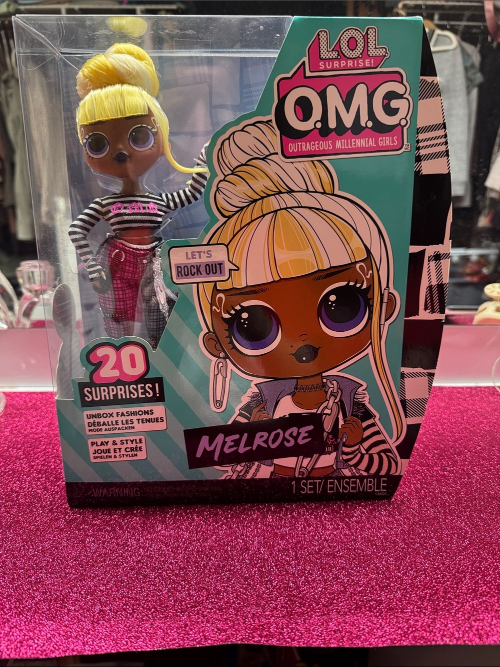 L.O.L. Surprise! Melrose Doll - Yellow Hair, Black & White Stripes, Pink Pants